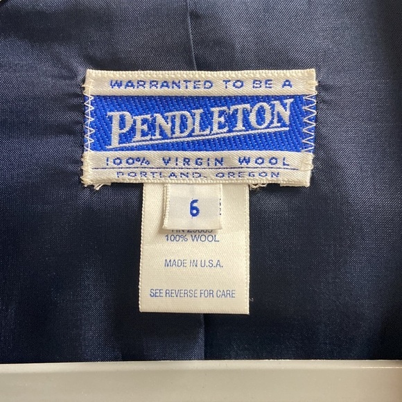 Vintage Pendleton 100% Virgin Wool One Button Blazer Navy Size 6 - Picture 4 of 6